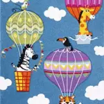 Leuk Figürlü Mavi Pamuk ve Polyester Kaydırmaz Taban Dijital Baskı Çocuk Halısı