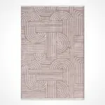 Apalda Modern Krem Pamuklu ve Polyester Natural Lateks Kaydırmaz Tabanlı Makine Halısı