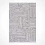 Lauta Modern Gri Pamuklu ve Polyester Natural Lateks Kaydırmaz Tabanlı Makine Halısı