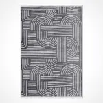 Belzig Modern Antrasit Pamuklu ve Polyester Natural Lateks Kaydırmaz Tabanlı Makine Halısı