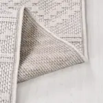 Grimma Geometrik Beyaz Polyester Kaydırmaz Tabanlı Makine Halısı - Görsel 3