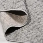 Halle Geometrik Gri Polyester Kaydırmaz Tabanlı Makine Halısı - Görsel 4