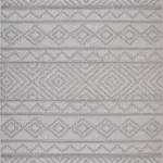 Halle Geometrik Gri Polyester Kaydırmaz Tabanlı Makine Halısı