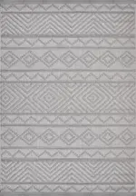 Halle Geometrik Gri Polyester Kaydırmaz Tabanlı Makine Halısı