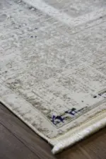 Leers Çerçeveli Bej Göbekli Akrilik Makine Halısı