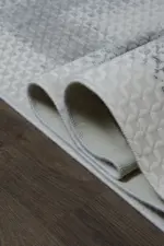 Ajain Çerçeveli Krem Gri Çizgili Akrilik Makine Halısı - Görsel 6