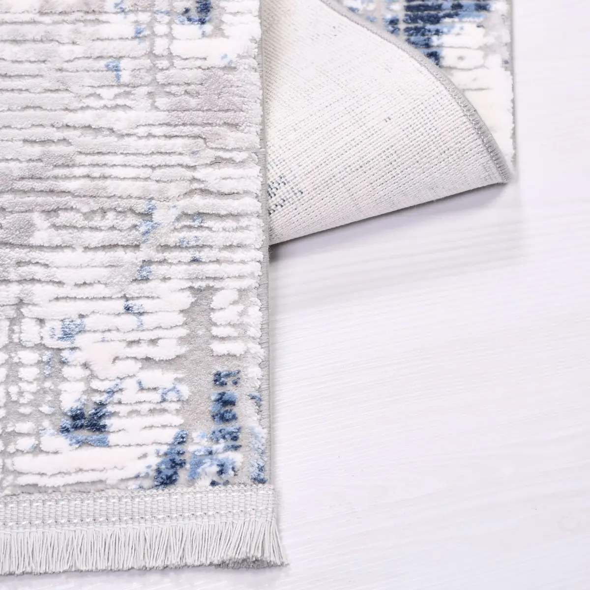 Cingia Modern Mavi Triko Akrilik Pamuk Atkılı Makine Halısı - Görsel 4