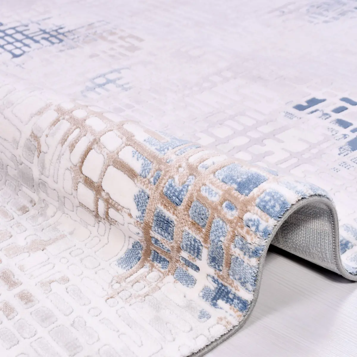 Vabarno Modern Gri Triko Akrilik Pamuk Atkılı Makine Halısı - Görsel 3