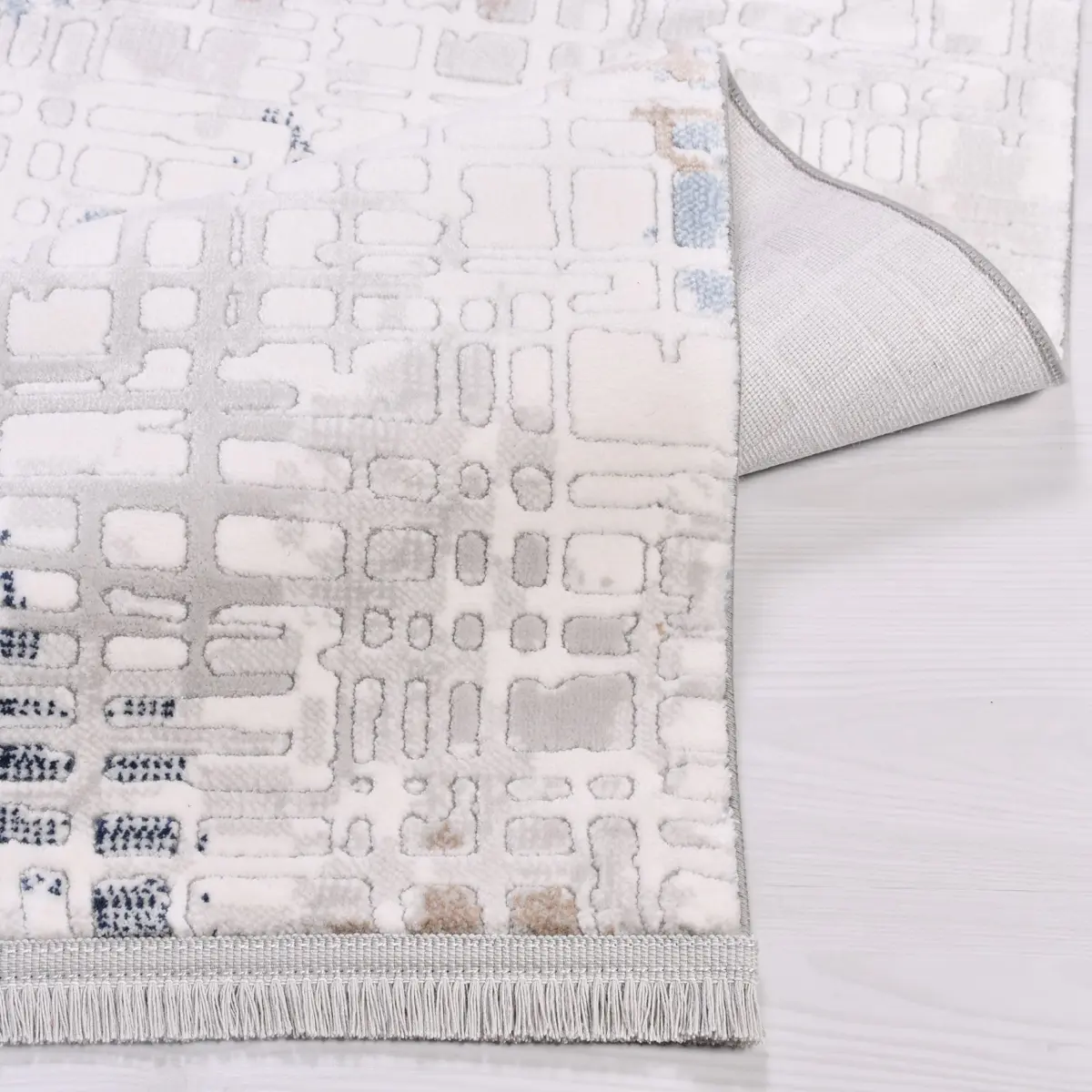 Vabarno Modern Gri Triko Akrilik Pamuk Atkılı Makine Halısı - Görsel 4