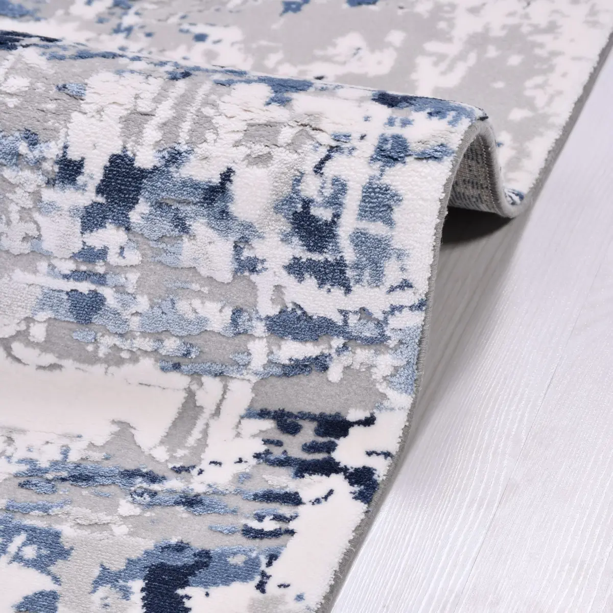 Lario Modern Mavi Triko Akrilik Pamuk Atkılı Makine Halısı - Görsel 5