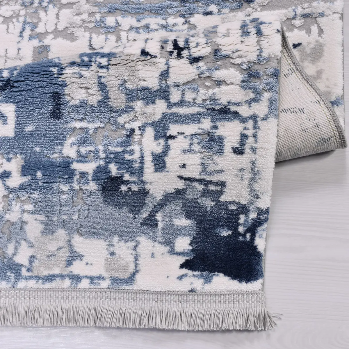 Lario Modern Mavi Triko Akrilik Pamuk Atkılı Makine Halısı - Görsel 4