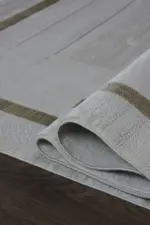 Hart Çerçeveli Krem Vizon Çizgili Akrilik Makine Halısı - Görsel 6