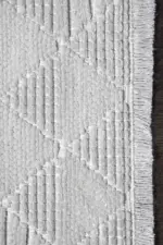 Jodar Modern Beyaz Yıkanabilir Polyester,Pamuk Makine Halısı - Görsel 3