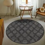 Alcaraz Geometrik Antrasit Polyester ve Pamuklu Yıkanabilir Kaydırmaz Taban Dijital Baskı Halı - Görsel 8
