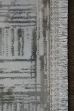 Lübet Modern Krem Vizon Çizgili Akrilik Makine Halısı - Görsel 3