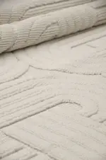 Grotte Modern Krem Bohem Modeli Polyester Makine Halısı - Görsel 7