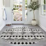 Corso Geometrik Beyaz Polyester ve Pamuklu Yıkanabilir Kaydırmaz Taban Dijital Baskı Halı - Görsel 8