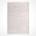 Apice Modern Beyaz Pamuk ve Polyester Kaydırmaz Taban Jakarlı Makine Halısı - Görsel 2