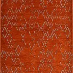 Anzano Geometrik Turuncu Pamuk ve Polyester Kaydırmaz Taban Makine Halısı