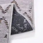 Greci Geometrik Gri Pamuk ve Polyester Kaydırmaz Taban Makine Halısı - Görsel 3