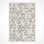 Celenza Geometrik Beyaz Pamuk ve Polyester Kaydırmaz Taban Makine Halısı - Görsel 2