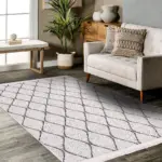 Fonti Modern Beyaz Pamuk ve Polyester Kaydırmaz Taban Makine Halısı - Görsel 4