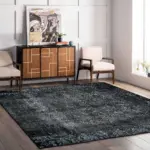 Barris Klasik Siyah Polyester ve Pamuklu Yıkanabilir Kaydırmaz Taban Dijital Baskı Halı - Görsel 6