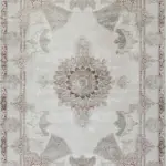 Carvin Çerçeveli Krem Taba Göbekli Akrilik Makine Halısı