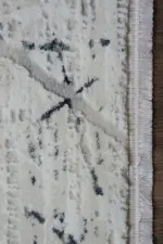 Lodi Modern Krem Mavi Çizgili Polyester Makine Halısı - Görsel 3