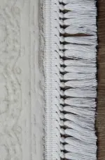 Marotta Çerçeveli Krem Gri Çizgili  Göbekli Akrilik Makine Halısı - Görsel 3