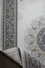 Blaye Çerçeveli Göbekli Krem Polyester Makine Halısı - Görsel 4