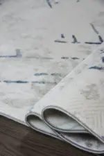 Braye Modern Krem Mavi Çizgili Akrilik Makine Halısı - Görsel 6