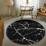 Torre Modern Siyah Polyester ve Pamuklu Yıkanabilir Kaydırmaz Taban Dijital Baskı Halı - Görsel 8