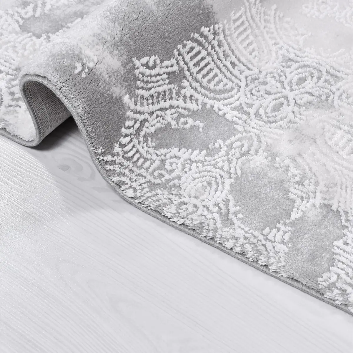 Padru Modern Gri Bambu ve Akrilik Makine Halısı - Görsel 5