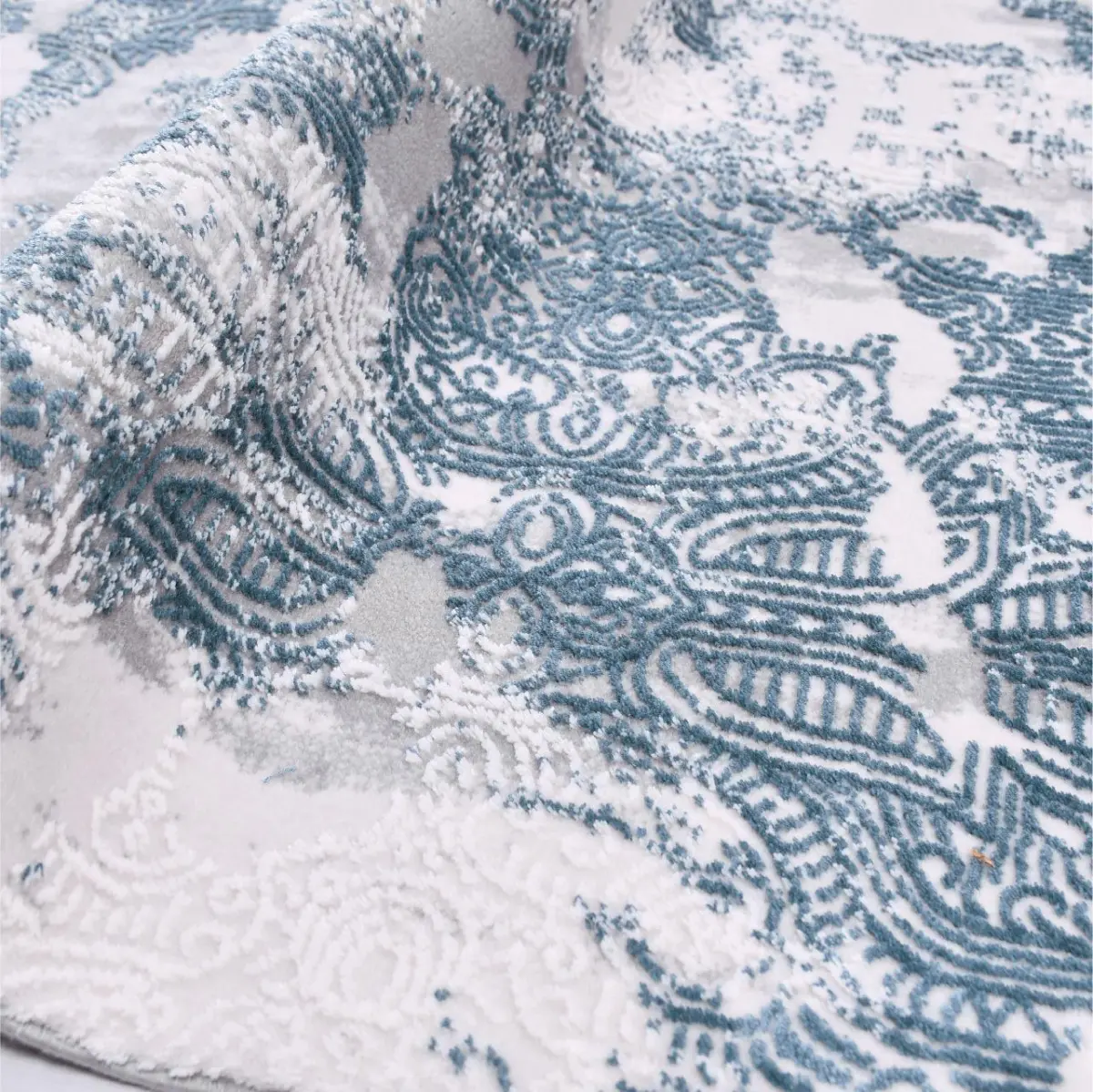 Sozza Modern Gri Bambu ve Akrilik Makine Halısı - Görsel 3