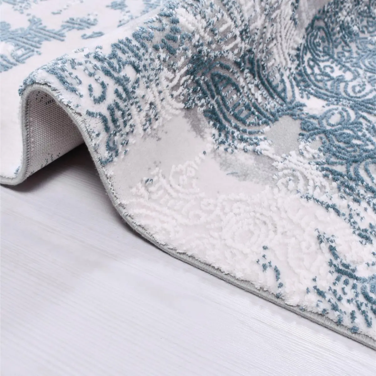 Sozza Modern Gri Bambu ve Akrilik Makine Halısı - Görsel 5