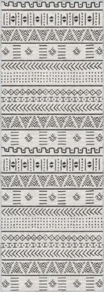 Guina Geometrik Beyaz Polyester ve Pamuklu Yıkanabilir Kaydırmaz Taban Dijital Baskı Halı - Görsel 3