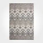 Blecher Geometrik Bej Polyester Kaydırmaz Tabanlı Makine Halısı - Görsel 2