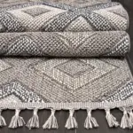 Blecher Geometrik Bej Polyester Kaydırmaz Tabanlı Makine Halısı - Görsel 6