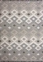 Blecher Geometrik Bej Polyester Kaydırmaz Tabanlı Makine Halısı