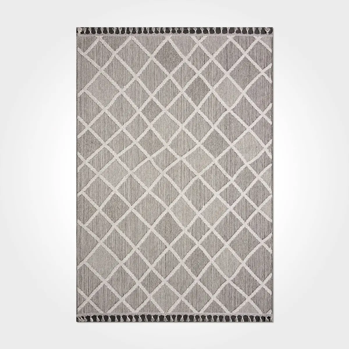 Willy Geometrik Gri Polyester Kaydırmaz Tabanlı Makine Halısı - Görsel 2