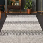 Bürrig Geometrik Gri Polyester Kaydırmaz Tabanlı Makine Halısı - Görsel 5