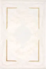 Hales Çerçerveli Krem Akrilik Makine Halısı