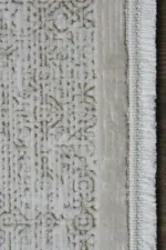 Naveil Çerçeveli Krem Kahve Çizgili Akrilik Makine Halısı - Görsel 3