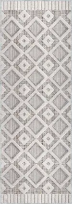 Venezia Geometrik Beyaz Polyester ve Pamuklu Yıkanabilir Kaydırmaz Taban Dijital Baskı Halı - Görsel 3