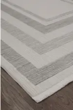 Toritto Çerçeveli Krem Gri Çizgili Akrilik Makine Halısı - Görsel 2