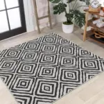 Letras Goemetrik Beyaz Polyester ve Pamuklu Yıkanabilir Kaydırmaz Taban Dijital Baskı Halı - Görsel 6