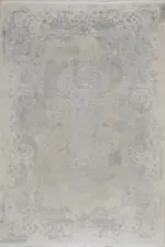 Anzi Çerçeveli Bej Gri Çizgili Göbekli Akrilik Makine Halısı