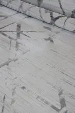 Marton Çerçeveli Krem Gri Çizgili Akrilik Makine Halısı - Görsel 7