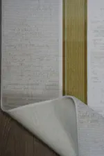 Luce Çerçeveli Krem Gold Çizgili Akrilik Makine Halısı - Görsel 4